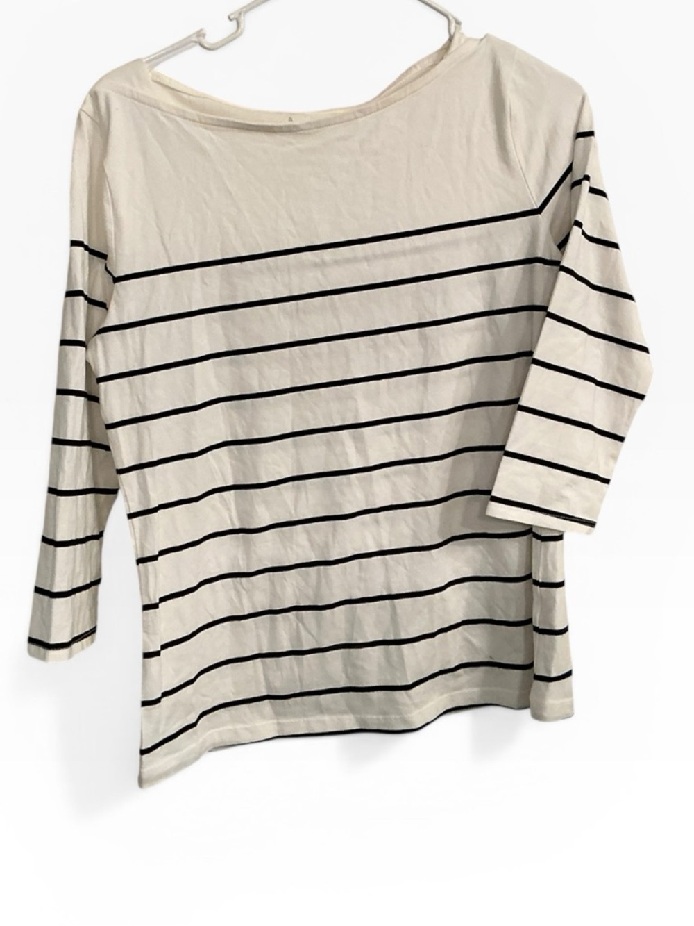 a new day Cream and Black Striped Boatneck Top